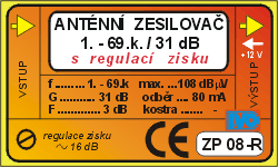 IVO ZP08-RX.S anténní zesilovač 31 dB s regulací zisku