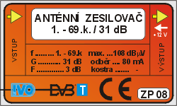IVO ZP08-X.S anténní zesilovač 31 dB