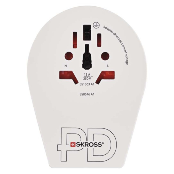 Cestovní univerzální adaptér pro cizince do střední Evropy, 1×USB-C, 1×USB-A