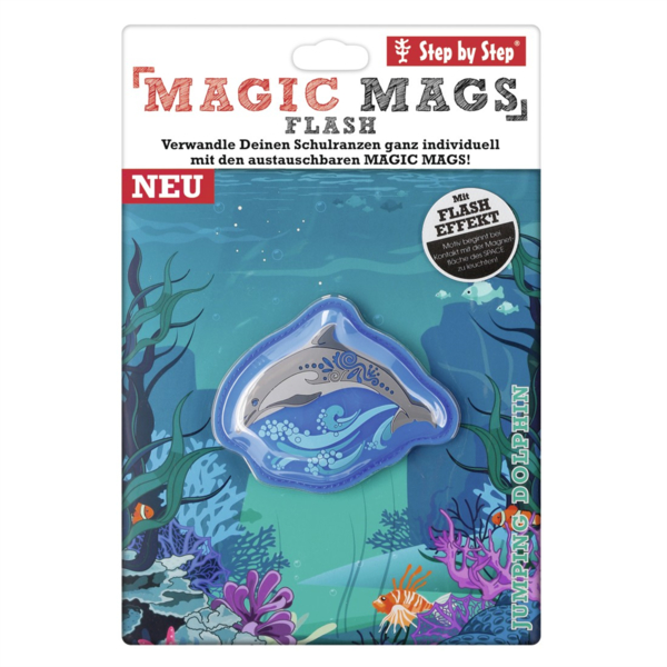 Vyměnitelný blikající obrázek Magic Mags Delfín Flash k aktovkám Step by Step SPACE, CLOUD a KID