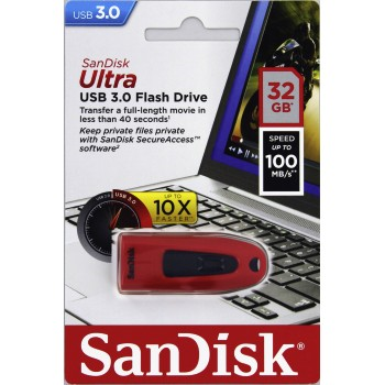 SanDisk Ultra USB 3.0 32 GB červená