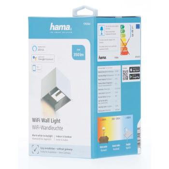 Hama SMART WiFi nástěnné světlo, čtvercové, 10 cm, IP44, pro vnější i vnitřní použití, bílé