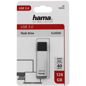 Hama FlashPen Classic, USB 3.0, 128 GB, 40 MB/s, strieborný