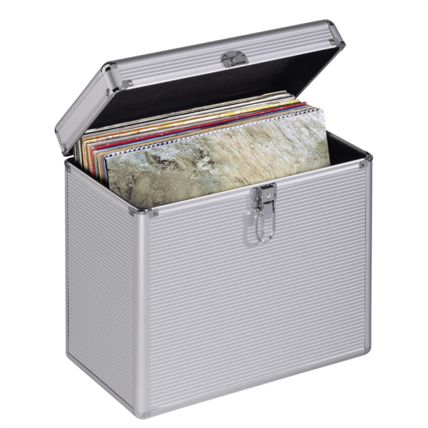 Hama kufřík na 50 gramofonových desek (vinyl/LP), hliníkový vzhled, stříbrný