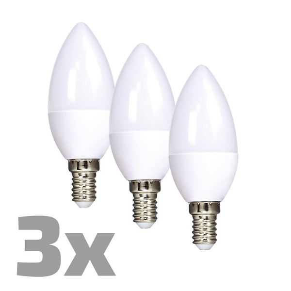 ECOLUX LED žárovka 3-pack, svíčka, 6W, E14, 3000K, 450lm, 3ks