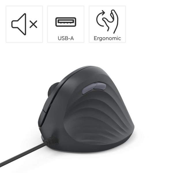Hama vertikální ergonomická kabelová myš ECM-500R, pro praváky, černá