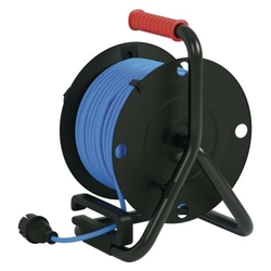 Počasí odolný prodluž. kabel na bubnu 25 m / 4 zásuvky / modrý / silikon / 230 V / 1,5 mm2