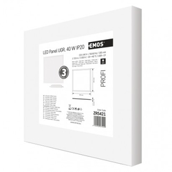 LED panel 60×60, čtvercový vestavný bílý, 40W teplá b. UGR