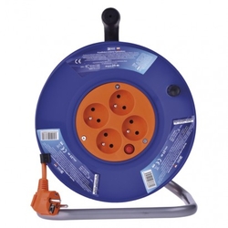 PVC prodlužovací kabel na bubnu – 4 zásuvky, 25m, 1mm2
